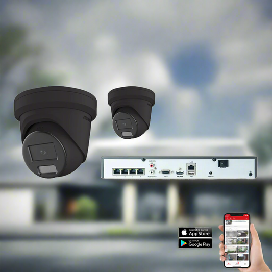 Hikvision IP Hybrid ColorVu 2 Camera 4ch 4MP 40M CCTV Kit - Black (HIK-KIT-IPC-HYB-4MP-2-BK)