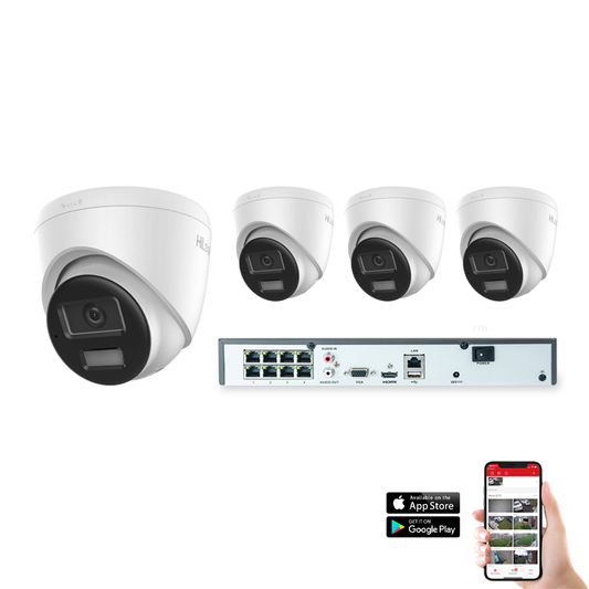 HiLook by Hikvision IP Hybrid ColorVu 4 Camera 8ch 4K 8MP 30M CCTV Kit (HI-KIT-IPC-HYB-8MP-4)