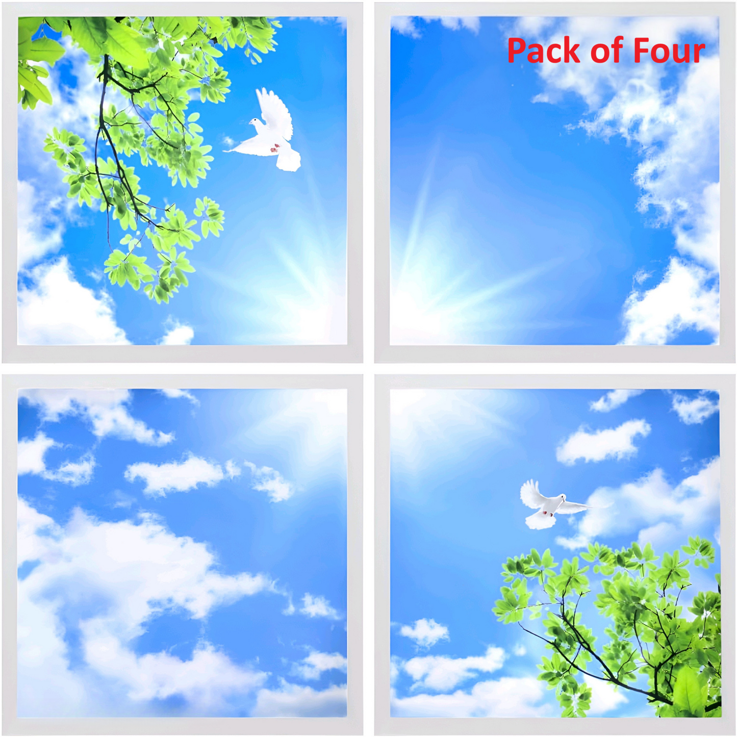 Pack of Four LED 600x600 Ultra Bright Sky Panel Light with Bird and Tree (Free Delivery)